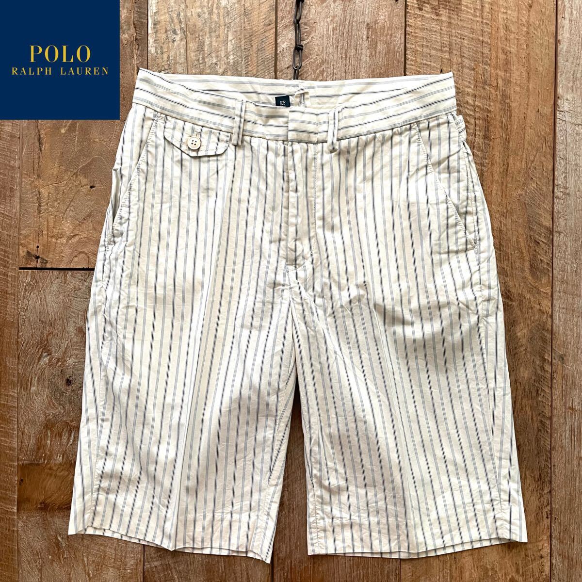 【美品】Polo by Ralph Lauren ラルフローレン サイドアジャスター ストライプ柄 ショーツ ショートパンツ 29拍卖