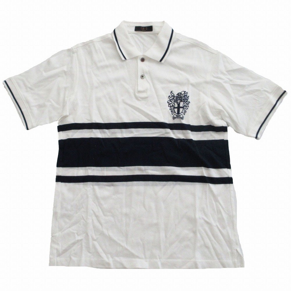 DAKS ダックス エンブレム刺しゅう ポロシャツ トップス 半袖 ホワイト サイズL KHDDBM0501 メンズ 【中古】拍卖