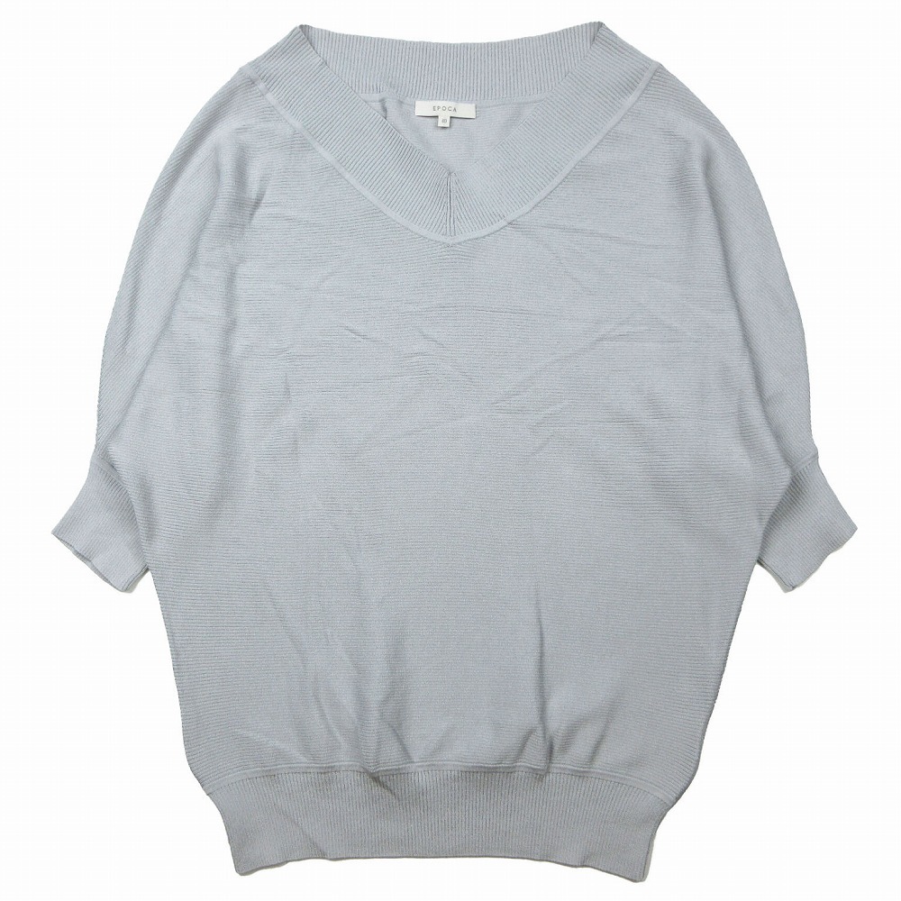 EPOCA エポカ ドルマン ニット チュニック Vネック プルオーバー トップス サイズ40 L ライトグレー レディース 【中古】拍卖