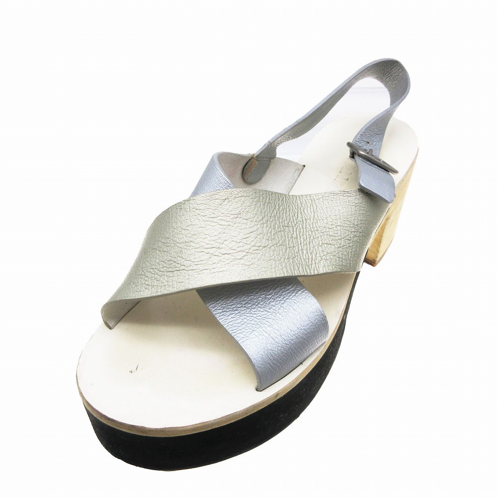 ジルサンダー JIL SANDER クロス サンダル プラットフォーム バックストラップ シューズ 35 1/2 23.5 マルチカラー ur127 【中古】拍卖