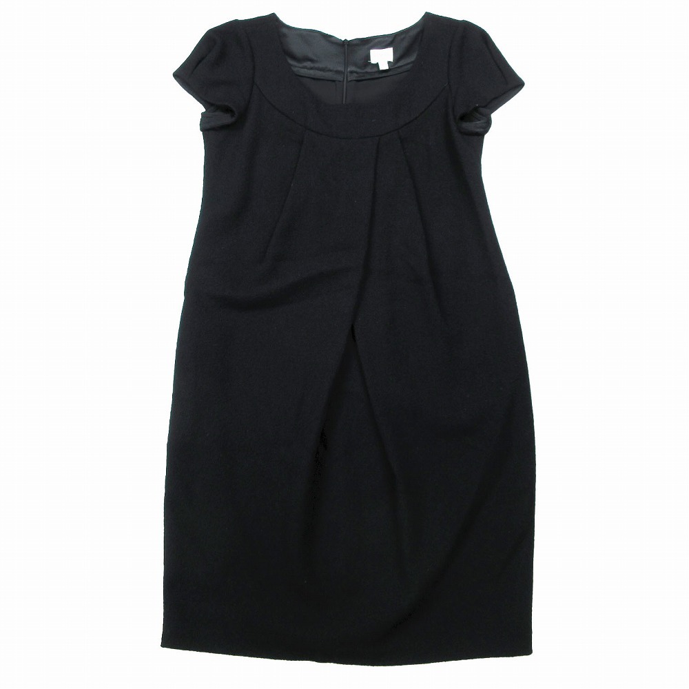 アルマーニコレッツィオーニ ARMANI COLLEZIONI 半袖 ワンピース ドレス 膝丈 ハーフ FMA44T FM161 40 L 黒 ブラック ur77 【中古】拍卖