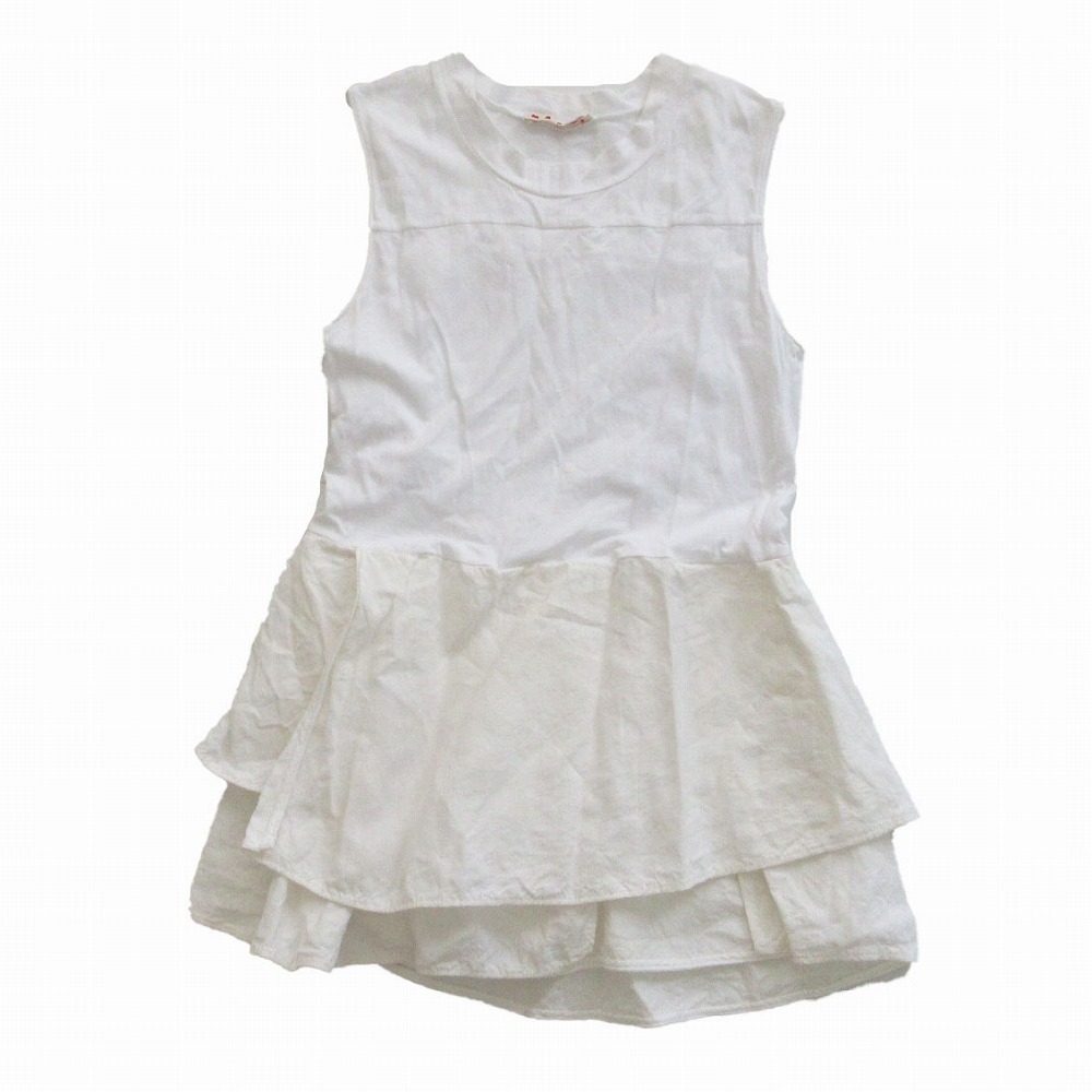 MARNI マルニ ノースリーブ フレア レイヤード ロングカットソー トップス ホワイト サイズM レディース 【中古】拍卖