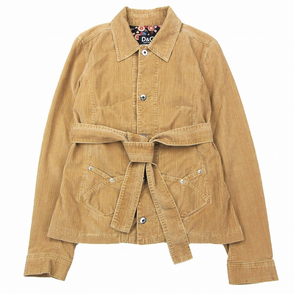 D&G DOLCE&GABBANA ドルチェアンドガッバーナ コーデュロイ ジャケット アウター ベージュ サイズXS レディース 【中古】拍卖