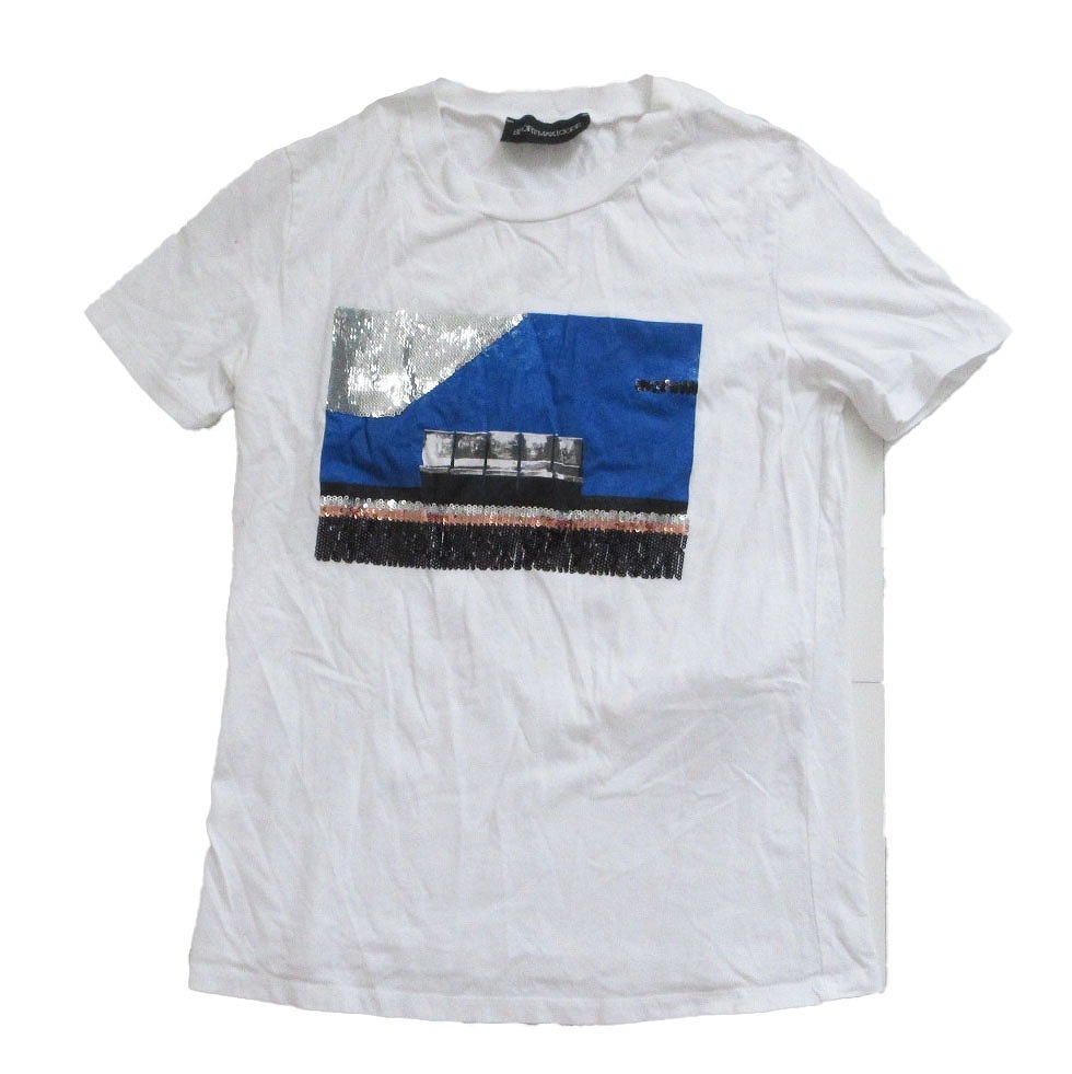 SPORTMAX CODE スポーツマックス マックスマーラ スパンコール 装飾 Tシャツ 半袖 ホワイト サイズS レディース 【中古】拍卖
