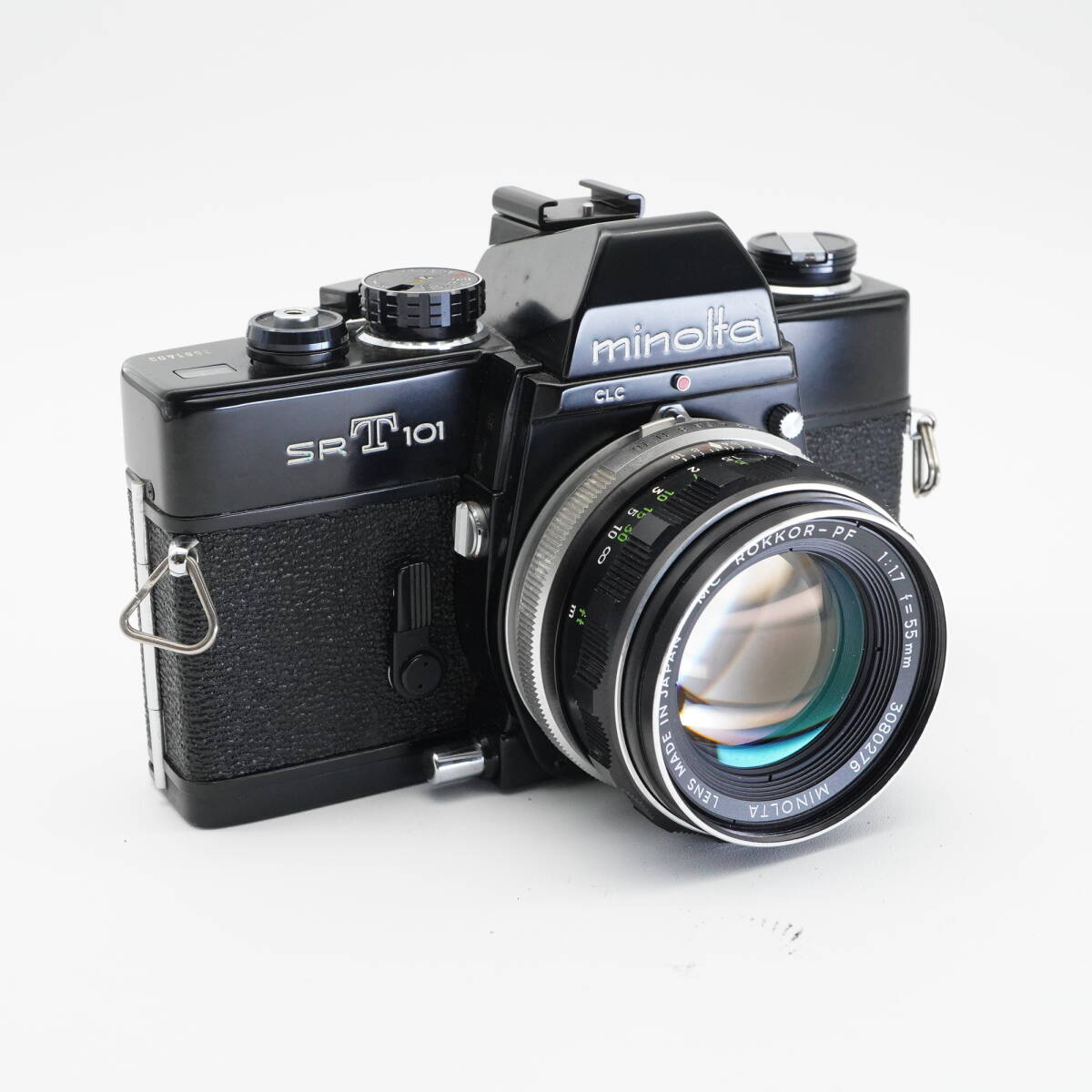 良品 Minolta ミノルタ SRT101 ブラック (シャッターOK 露出NG) MC ROKKOR-PF 55mm F1.7 フィルム一眼レフカメラ #AA6390拍卖