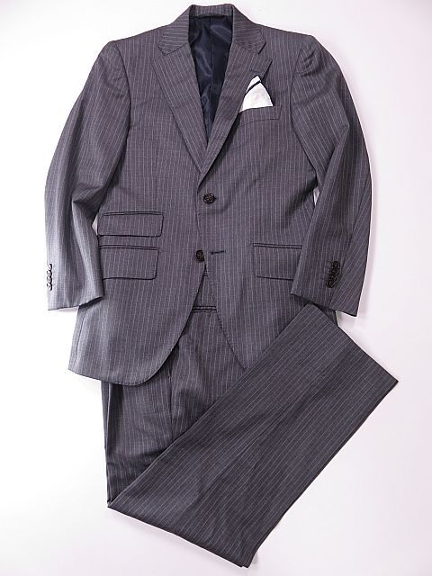 【送料無料】麻布テーラー シングルスーツ 秋冬 ダブルポケット グレー S拍卖