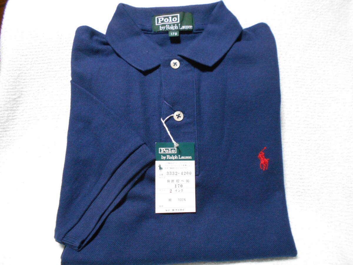 ★ポロ ラルフローレン 紺色 スポーツ 鹿の子 刺繍 半袖ポロシャツ メンズ 綿100% 新品未使用 170 Mサイズ送料無料 ナイガイ正規品拍卖