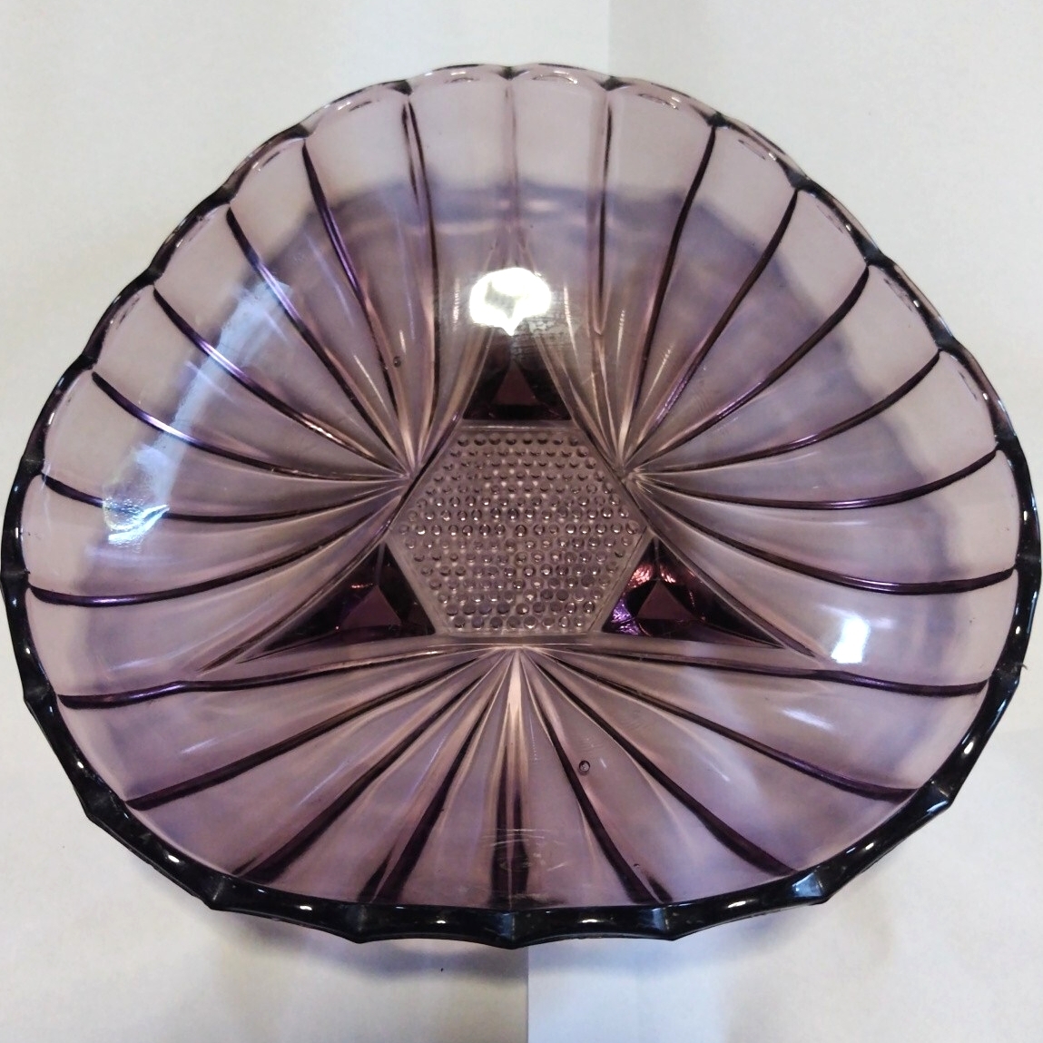 古物 完品◆レトロ ガラス鉢 21.5cm◆三足 大皿 気泡入り 昭和 大正/クープ 和ガラス ガラス皿 小鉢 向付け アールデコ/sskwart拍卖