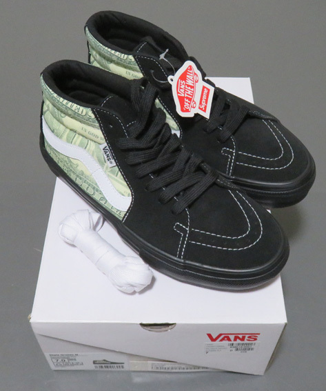 Supreme Vans Dollar Skate Grosso Mid Black 25cm US7拍卖