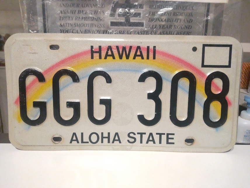 非売品 昭和レトロ★アメリカ製品★90年代★HAWAII ALOHA STATE FERARRI ハワイ州 GGG フェラーリ 308 ナンバープレート★旧車 アメ車 外国拍卖