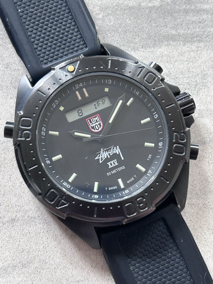 STUSSY×LUMINOX 25周年 限定 ステューシー ルミノックス メンズ腕時計 クォーツ ブラック 稼働中拍卖