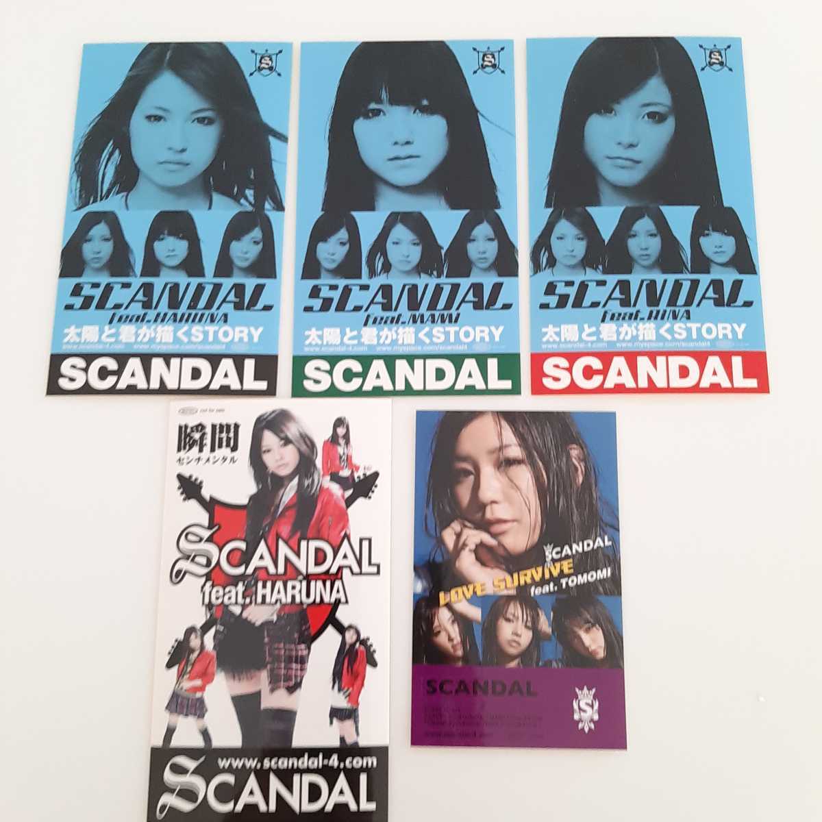 新品 SCANDAL CD特典ステッカー 5枚セット TOMOMI NAMI HARUNA RINA 瞬間センチメンタル 太陽と君が描くSTORY スキャンダル 送料無料拍卖