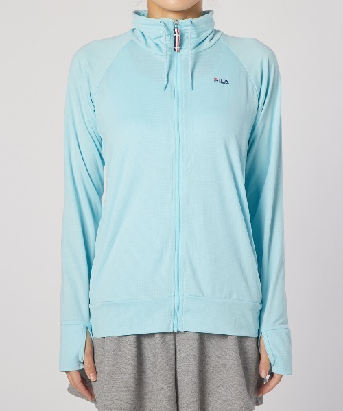 【Mサイズ】新品 FILA フィラ レディース ブロックメッシュUVウェア ラッシュガード 長袖スポーツウエア 2297234 ライトターコイズ拍卖