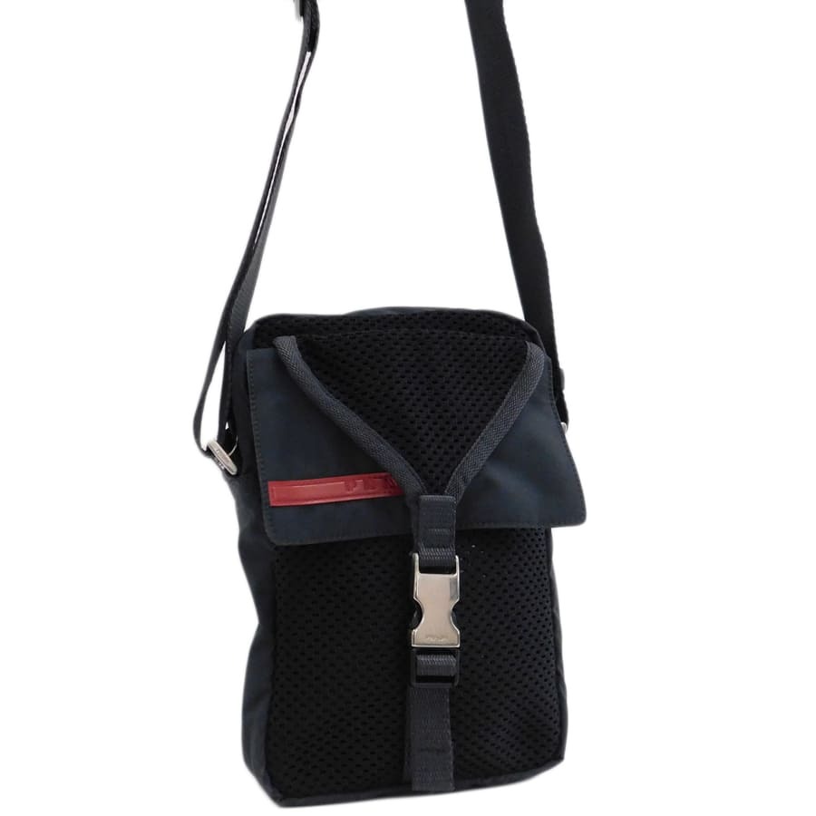 プラダ ショルダーバッグ ブラック系 ナイロン メッシュ スポーツ 斜め掛け 男女兼用 PRADA拍卖