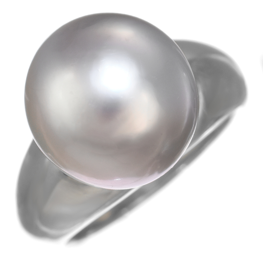 新品同様 リング 指輪 プラチナ900 パール 黒蝶真珠 シルバーカラー 12号拍卖