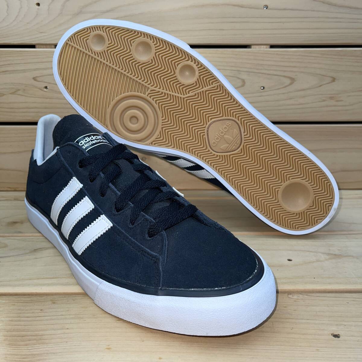 アディダス 28.5cm キャンパス バルカナイズド 2 税込定価10989円 ブラック ホワイト adidas CAMPUS VULC II 黒 白 天然皮革拍卖