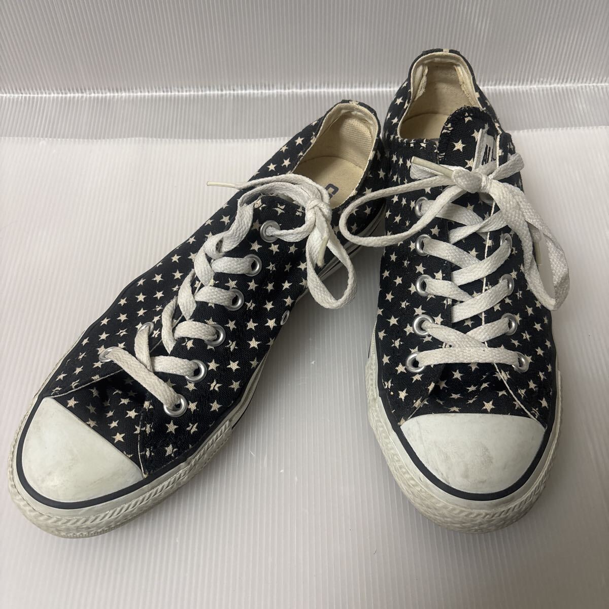 コンバース converse ローカット 25.0cm 星柄 黒 ブラック キャンバス地拍卖