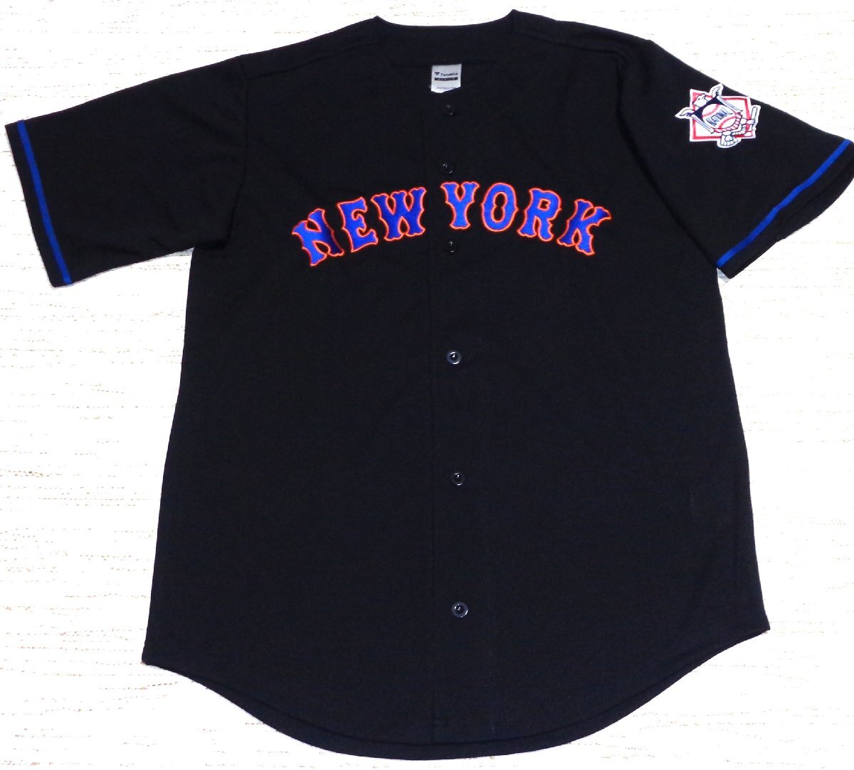 セール25% 送料無料 ファナティック MLB NY メッツ ベースボールシャツ 半袖 ジャージ 黒 XL ML2122SS0001 メンズ拍卖
