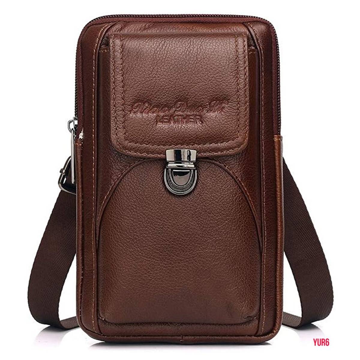 3WAYで使える 牛革 ベルトポーチ スマホポーチ 耐久性 二室式 防水性 ショルダーポーチ 高級感 普段使い 旅行 アウトドア ブラウンB拍卖