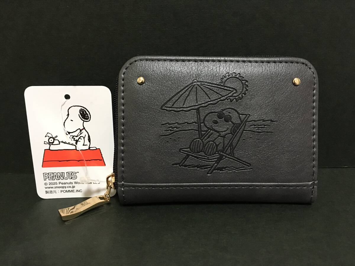 PEANUTS★スヌーピー 型押しコインケース☆彡 SNOOPYサマービーチ ブラック カードケース 財布 小銭入れ ウォレット 新品 SNOOPY拍卖