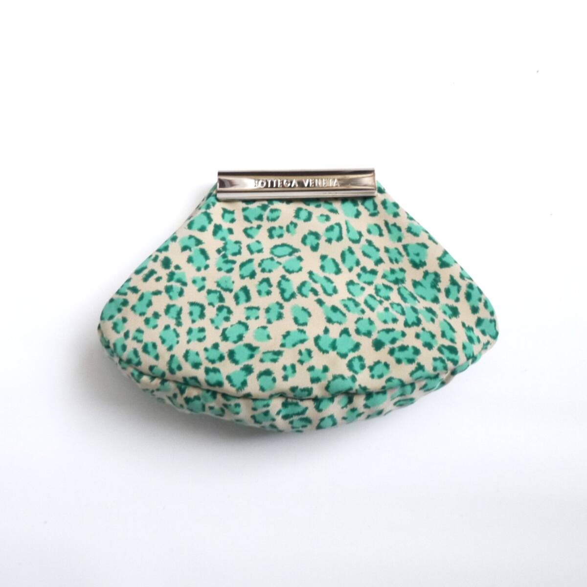 $ 美品 $ レトロ♪ BOTTEGA VENETA ■ ボッテガヴェネタ ■ レオパード 総柄 ナイロン製・ コインケース 小銭入れ 財布 ポーチ グリーン拍卖