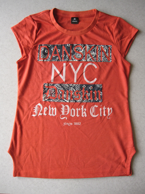 DANSKIN ダンスキン ゴールドウィン レディース グラフィックロゴ Tシャツ フレンチ 半袖 Mサイズ オレンジ色拍卖