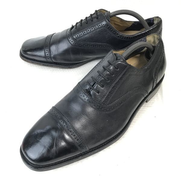 80s-90s?/Vintage★フローシャイム/FLORSHEIM Imperial★インペリアル/本革/セミブローグ/ストレートチップ【10.5 EEE/28.5/黒/BLACK】拍卖