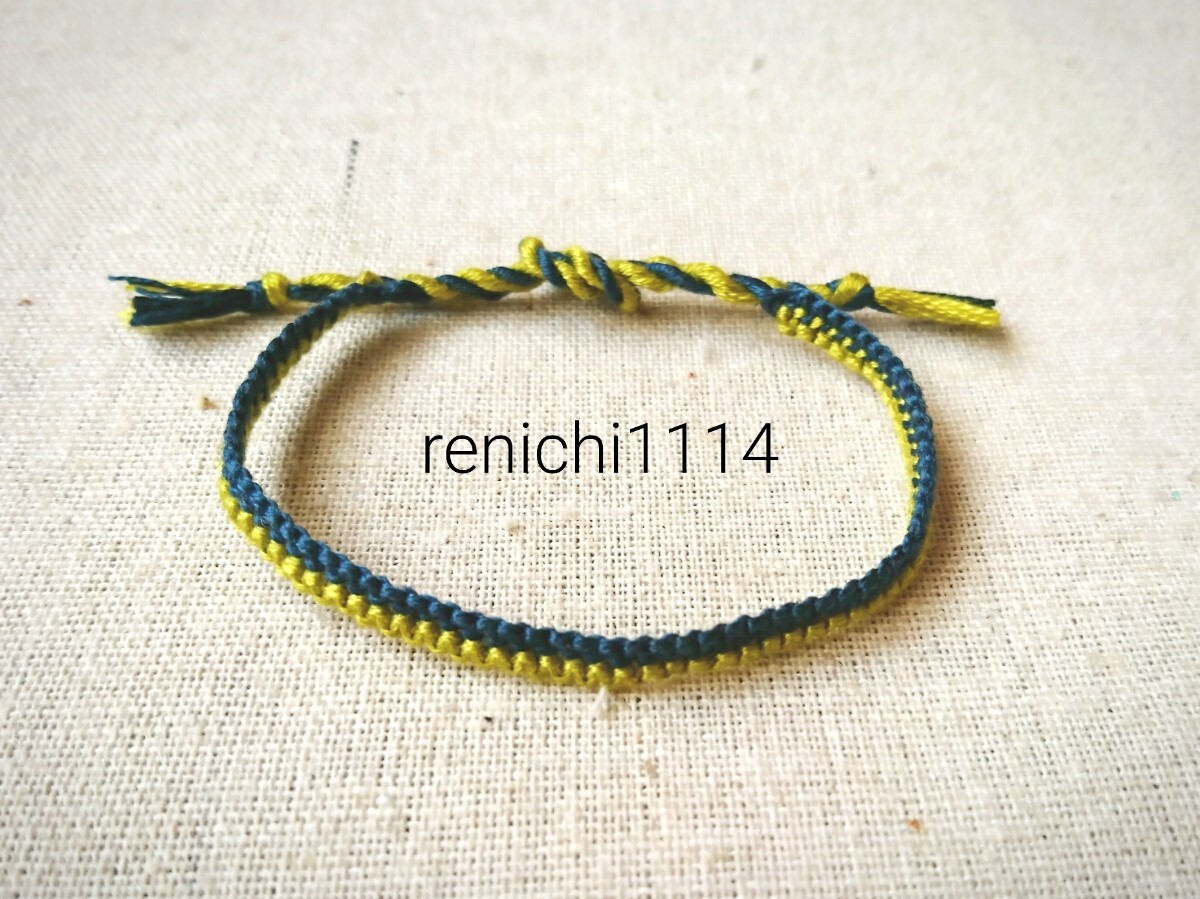 1点のみミサンガ☆紺色&黄緑☆ブレスレット☆アンクレット拍卖
