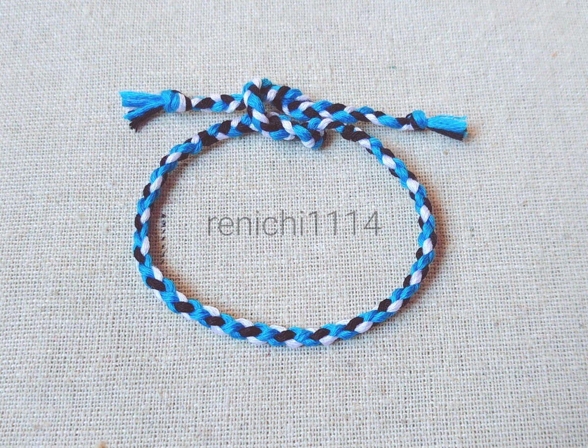 ミサンガ☆ターコイズブルー&黒&白☆ブレスレット☆アンクレット拍卖