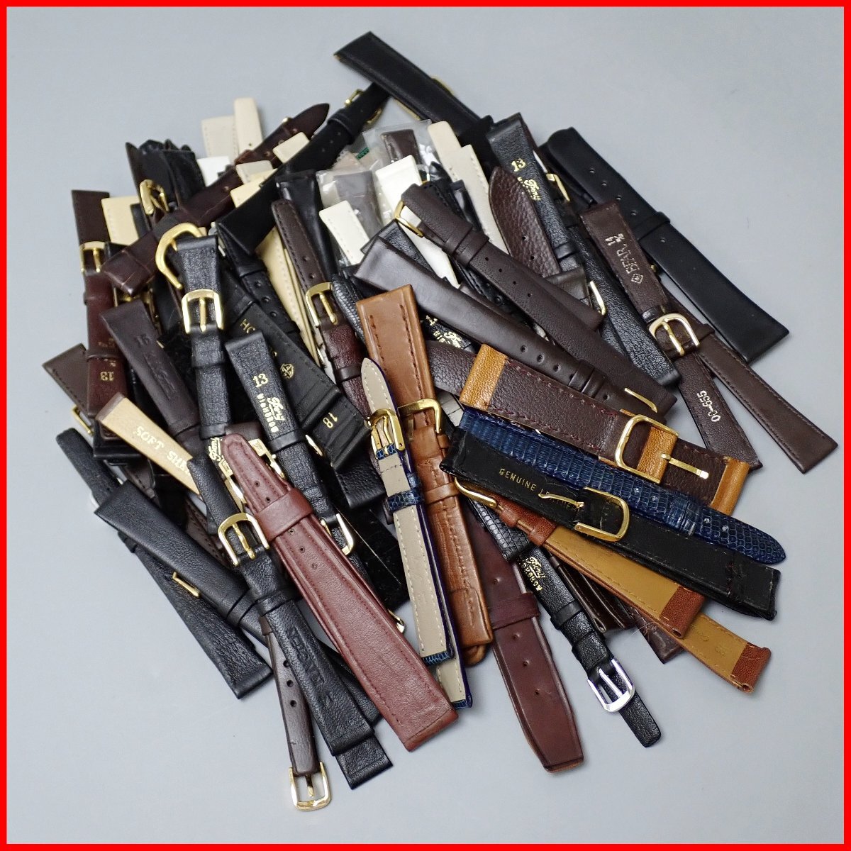 ★未使用 腕時計用 レザーベルト 81本セット/CITIZEN/KUNISTEIN/MIMOSA/pony 他/一部外装付き/バンド/ストラップ/大量/まとめ&1936900118拍卖