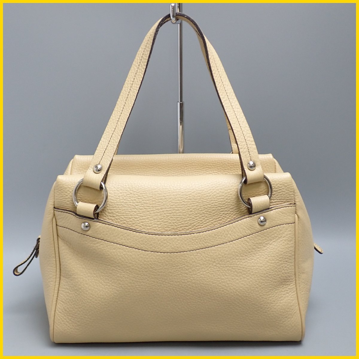 ★美品 Leilian/レリアン ハンドバッグ/イエローベージュ系/レザー/鞄&0072000027拍卖