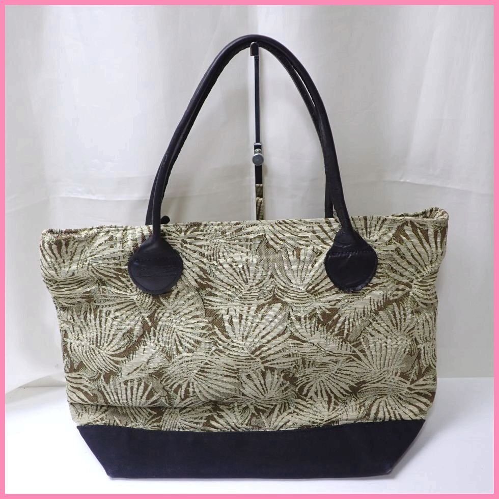 ★ビームス × クロスキャンバスカンパニー トートバッグ/カーキ系×ブラック/肩掛けOK/大容量&1809600119拍卖