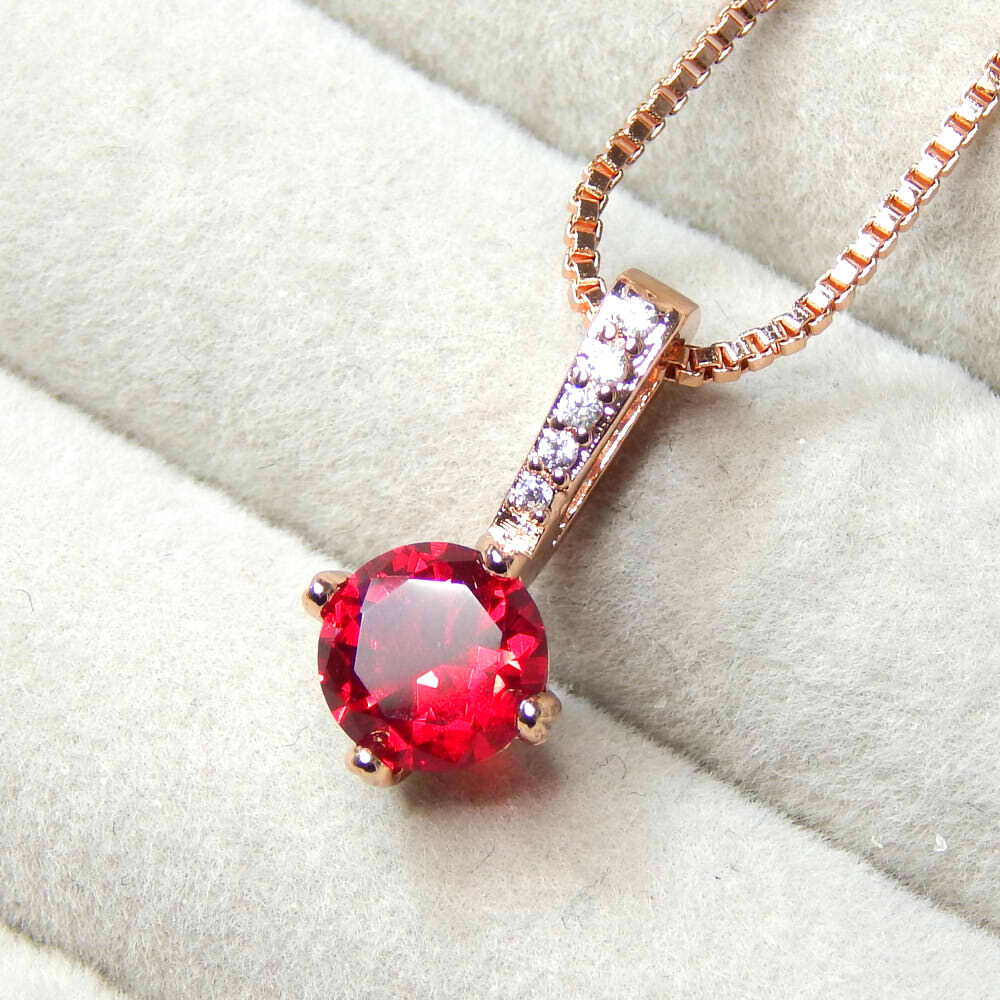 新品★送料無料 2ct 希少品 6石 5連CZルビーダイヤモンドネックレス ペンダント ジルコニア ピンクゴールド レディースアクセサリー拍卖