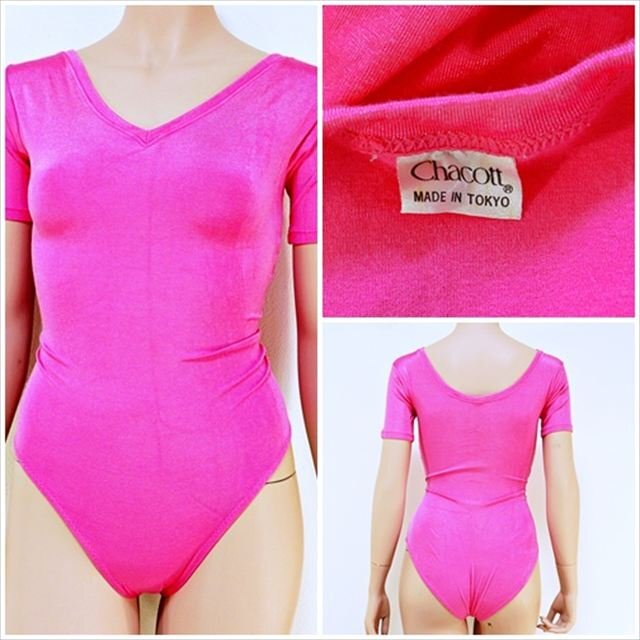 CE4-R03☆//希少なLL♪Chacottチャコット☆光沢ピンク×MADE IN TOKYOレオタード※一番安価で送料はゆうパケット250円【8/14~17日は休業】拍卖