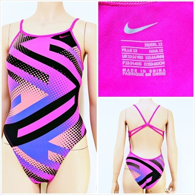 CE4-R30☆//NIKEナイキ競泳水着*L*ぷっくりロゴ刺繍*個性的グラフィック※一番安価な送料はゆうパケットなら250円【8/14~17日は休業です】拍卖