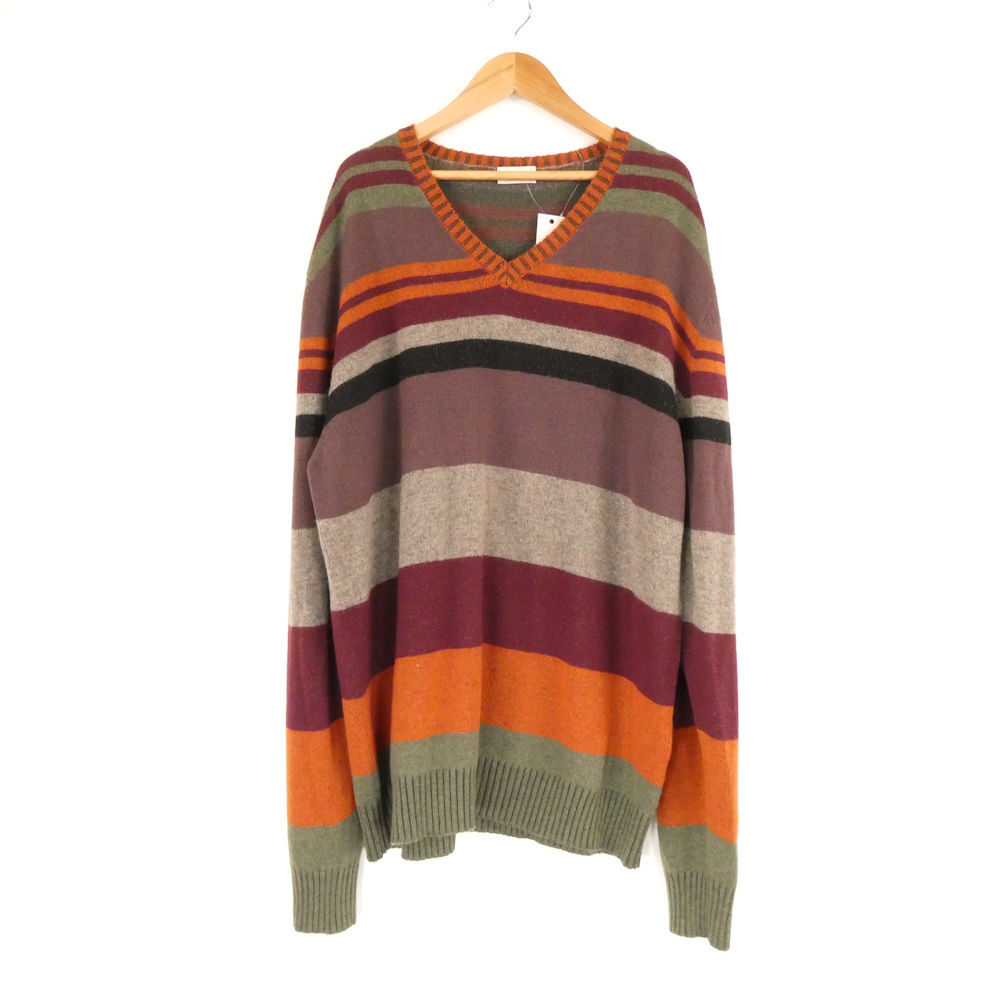 美品 ETRO エトロ 212-1M931-9745 長袖ニット セーター XXL カシミヤ コットン Vネック メンズ AY6412A61拍卖