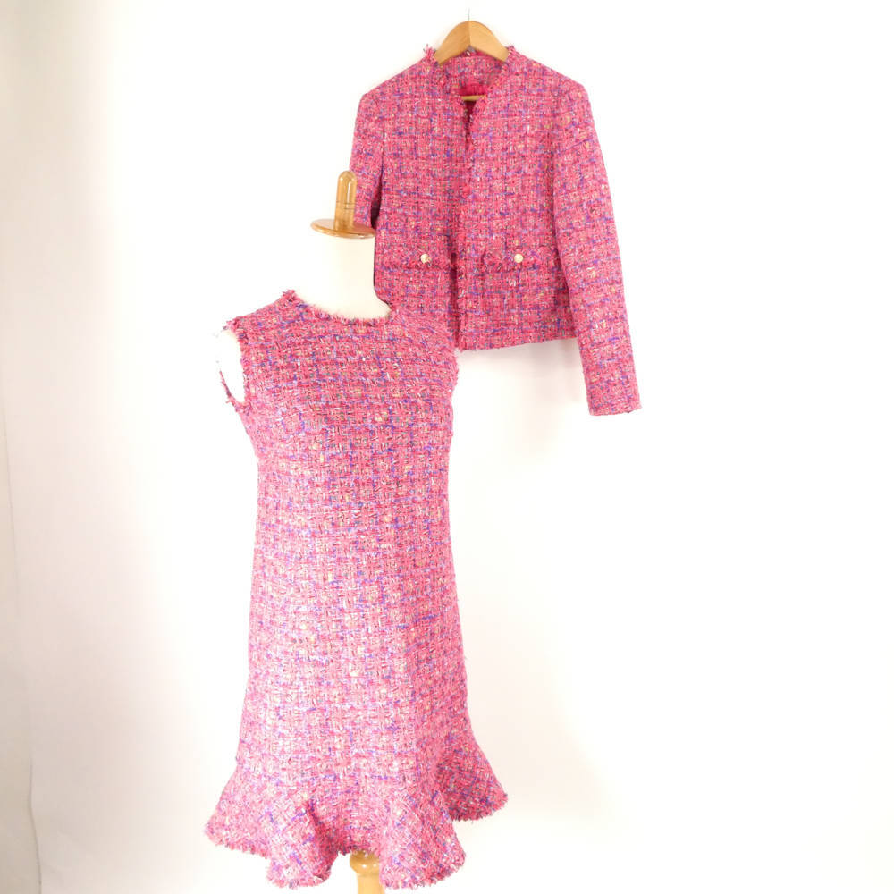 美品 ANAYI アナイ Jules Tournier ジュール・トゥルニエ ネオンツイード セットアップ ジャケット ワンピース レディース AY6385A13拍卖