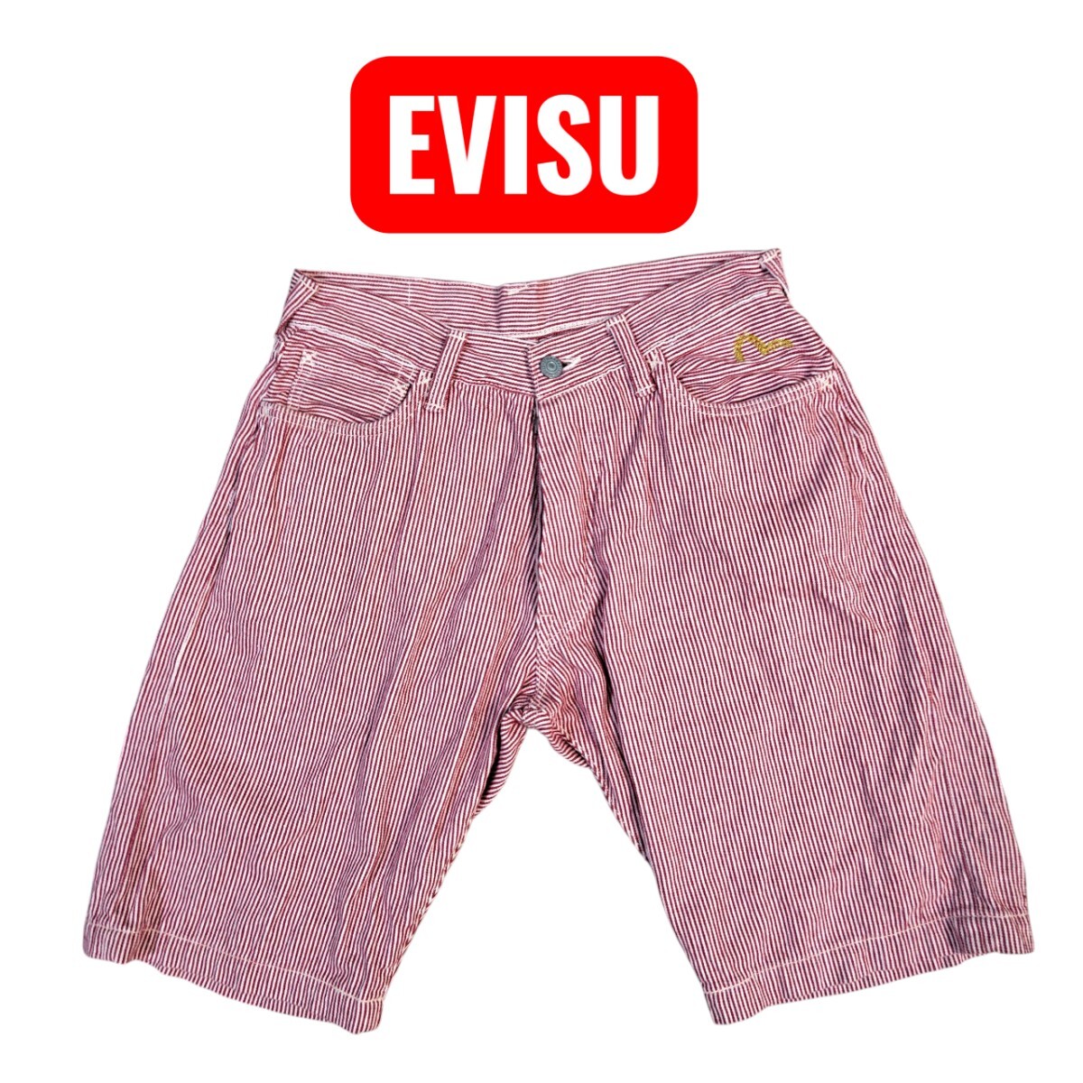 エヴィス ハーフパンツ LOT2001 W32 EVISU レッドストライプ拍卖