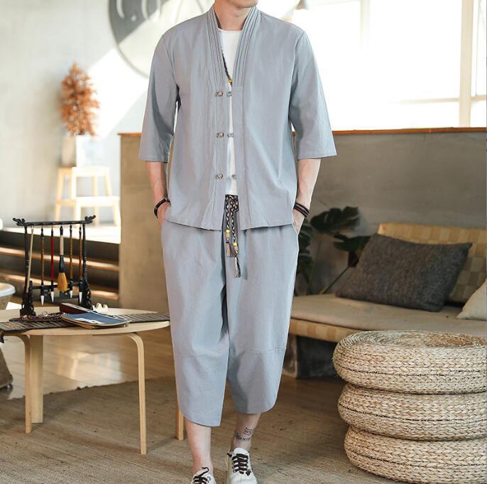 大人気新品夏ジャージメンズ 綿麻上下セット 夏服 スウェット トレーナー セットアップ 涼しい 部屋着 運動着 カジュアル ライトグレー拍卖