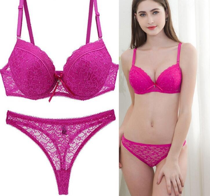 人気80E/L ローズレッド ブラ&ショーツセット レディース Tバック 盛り 谷間 大きいサイズ勝負下着誘惑 ランジェリー 上下セット セクシー拍卖