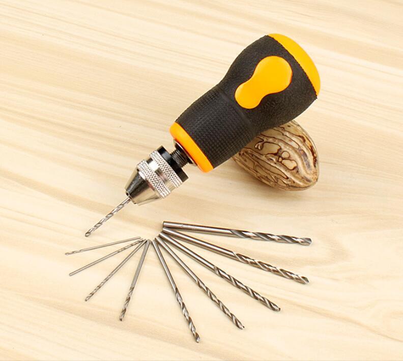 人気ミニハンドドリルピンバイス 穴あけツール 小型 精密 DIY工具 手動ドリル騒音なし電源不要小型ハンドドリル&10個ツイストドリルビット拍卖