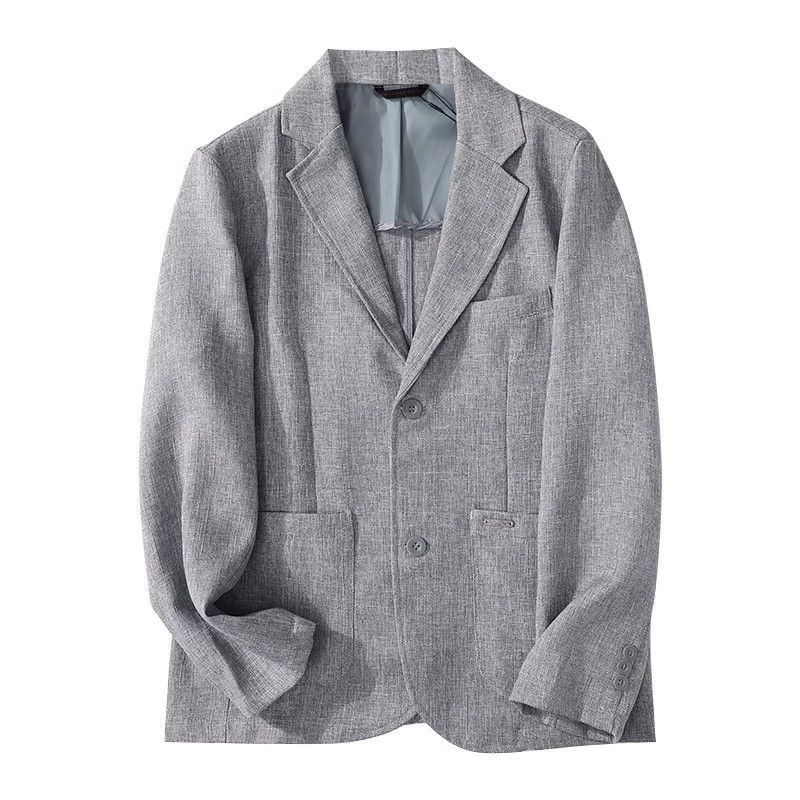人気推薦M 新品メンズ スーツ ジャケットアウター 麻混 薄手 通気 背広 テーラードジャケット ビジネス 春夏 通勤 ブレザー/グレー拍卖