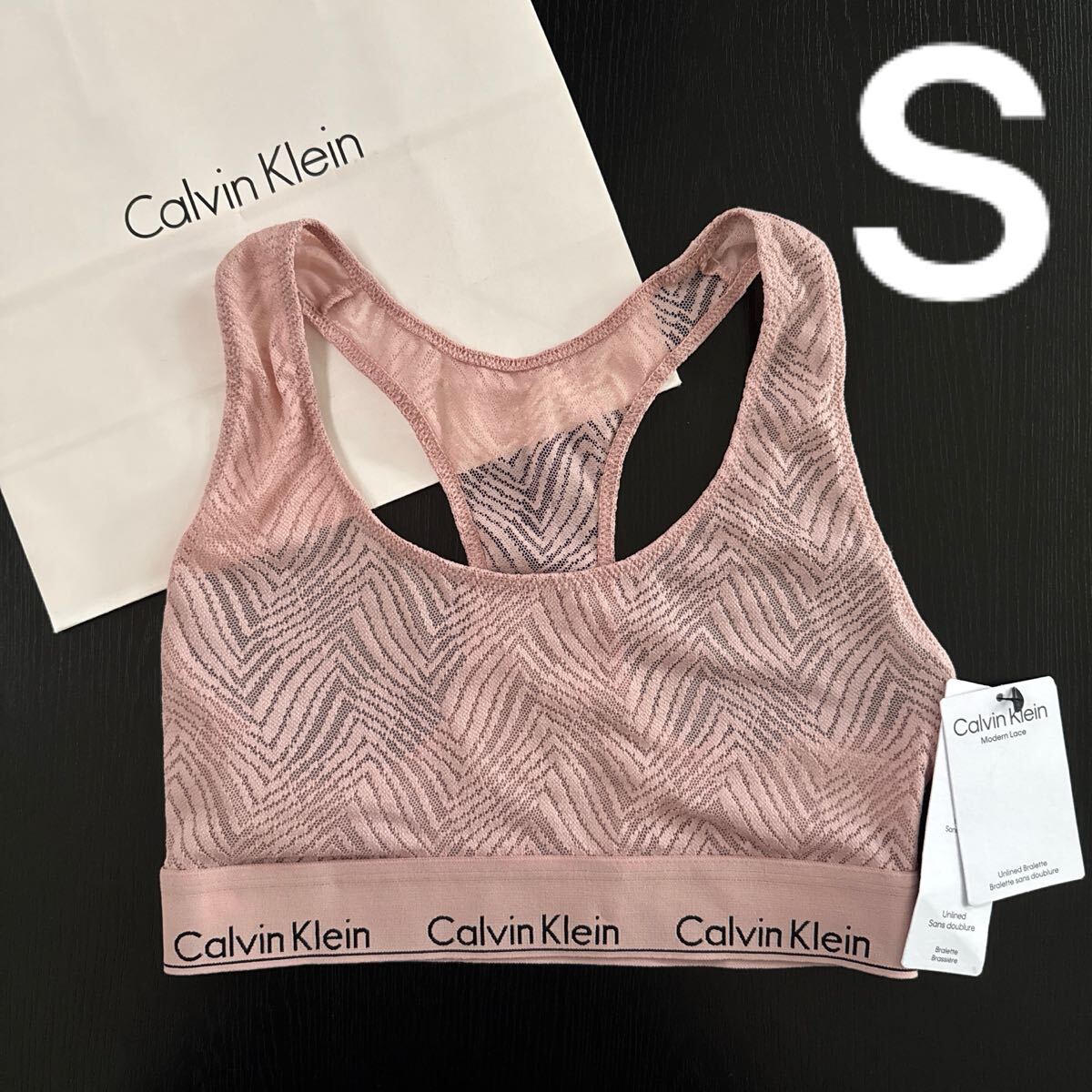 Calvin Klein カルバンクライン レディース 下着 ブラレット ブラ S M ピンク レース スポーツブラ スポブラ ブラジャー拍卖