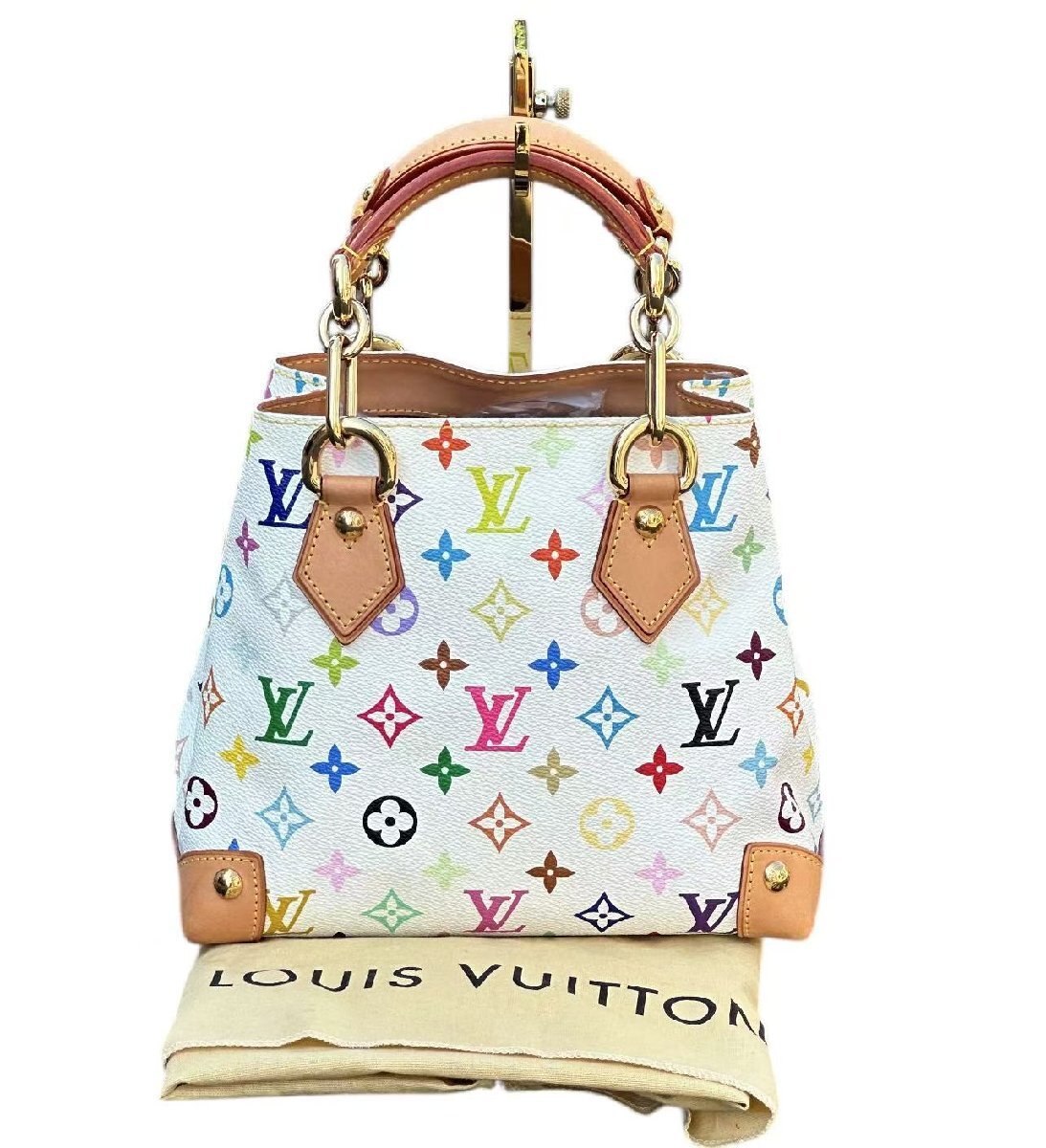超美品◆本物◆LOUIS VUITTON ルイヴィトンモノグラムマルチカラーオードラ村上隆ヴィンテージハンドバッグM40047ホワイト白WhiteHandbag拍卖
