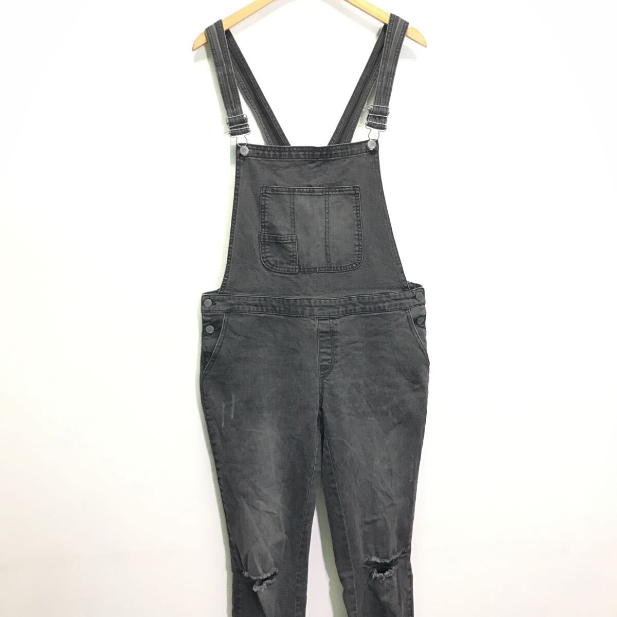 今期トレンドアイテム【mossimo】モッシモ オーバーオール サロペット デニム テーパード スリムフィット ストレッチ ブラック M /Y35349ii拍卖