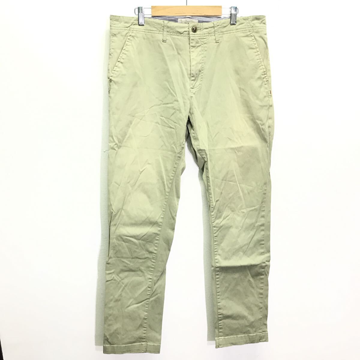 人気カラー◎クリーンな印象◎【ikka】イッカ チノパン パンツ スラックス トラッドスタイル アイビーコーデ 大人 グリーン XL /Y35350ii拍卖