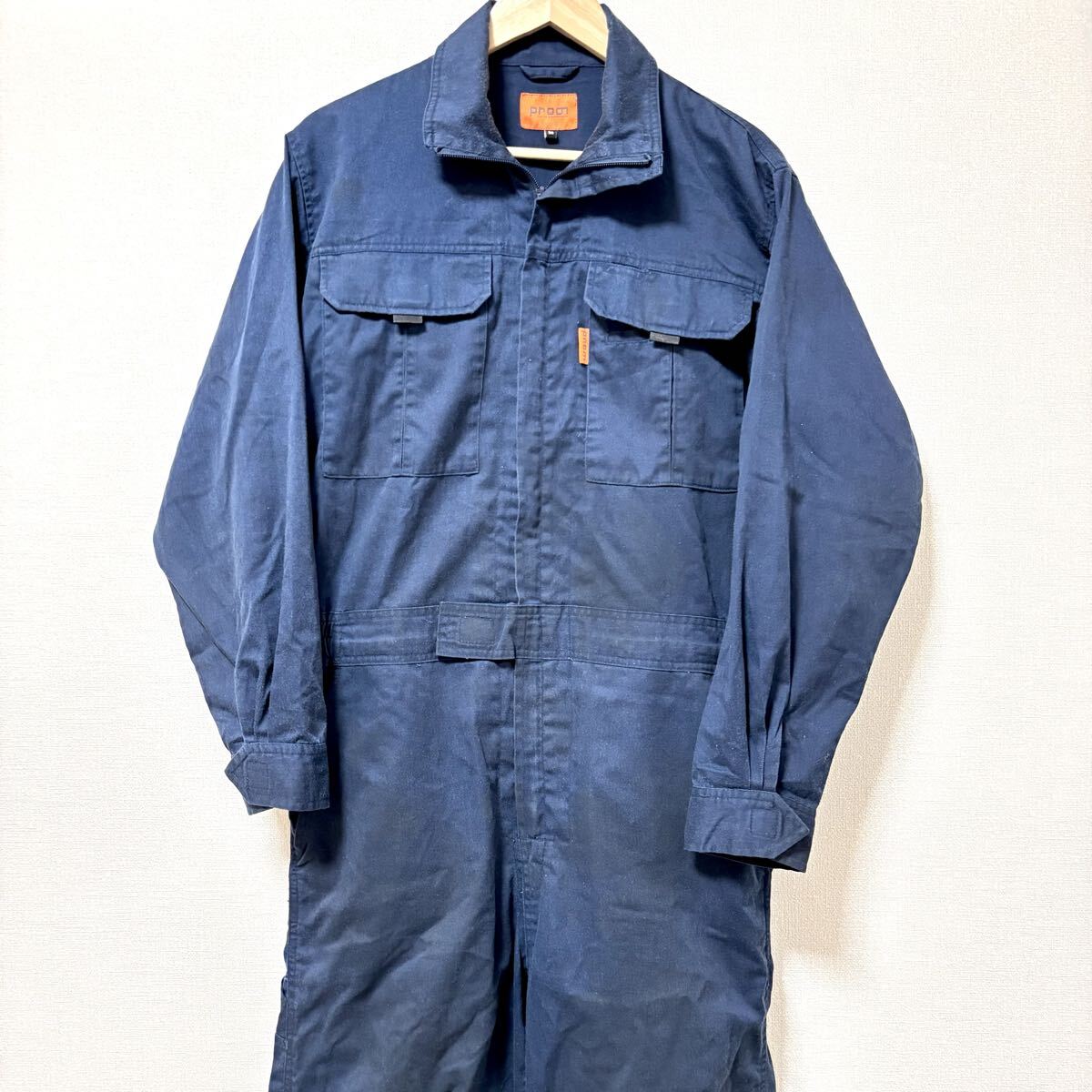 バイク・車いじりに◎【prono】プロノ つなぎ オーバーオール メカニックスーツ 作業着 作業服 整備 農作業 紺 ネイビー メンズ M/Y35454SS拍卖