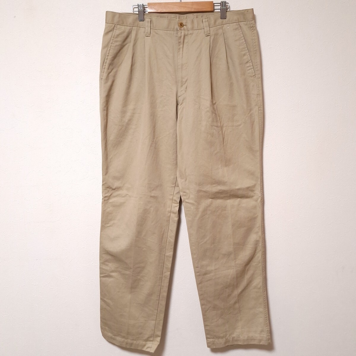 着回しの定番アイテム◎【UNIQLO】ユニクロ ツータック チノ パンツ 049508 ベージュ メンズ サイズLL相当/Y35617QQ拍卖