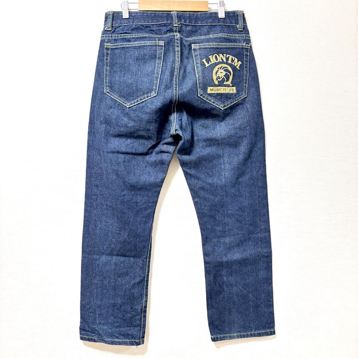美品◎ゴールド刺繍◎【NESTA BRAND】ネスタ デニム パンツ ライオン ジーンズ LION TM レゲエ ストリート ネイビー 紺 メンズ M/Y35854SS拍卖