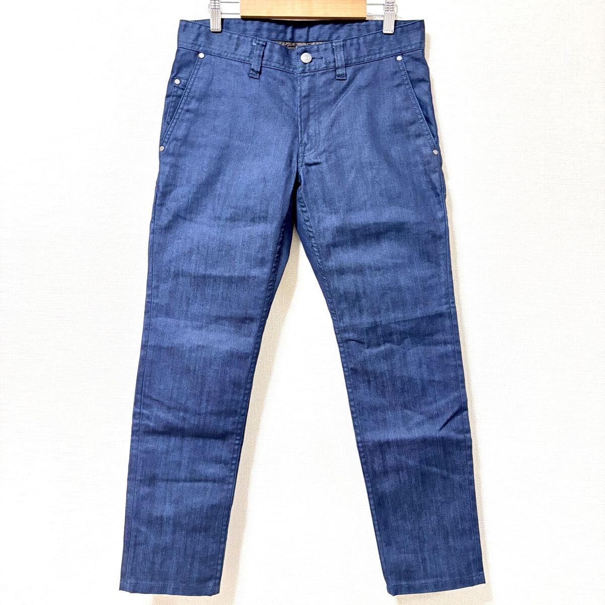 美品◎大人カジュアル◎【BG】ビージー デニム パンツ ジーンズ Gパン スリム ストレッチ 細身 テーパード ネイビー 紺 メンズ S/Y35859SS拍卖
